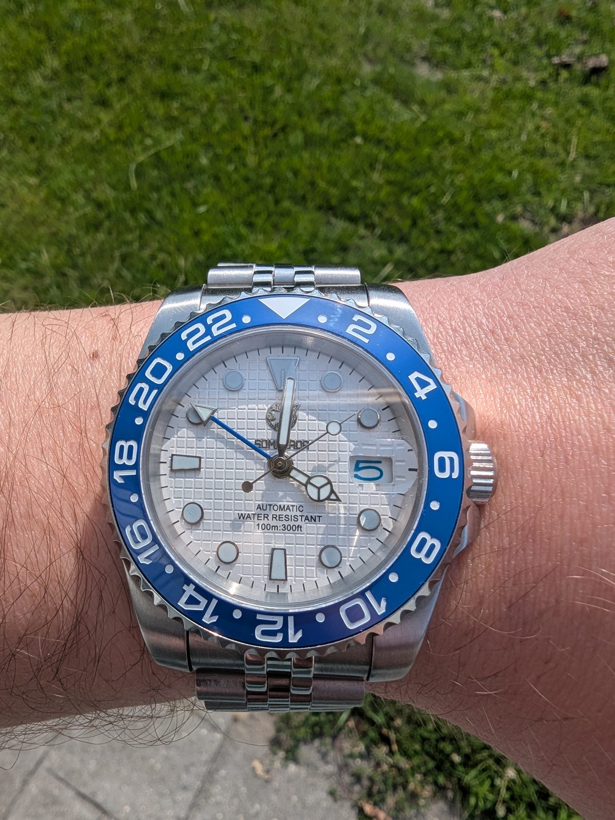Blue dial GMT on wrist